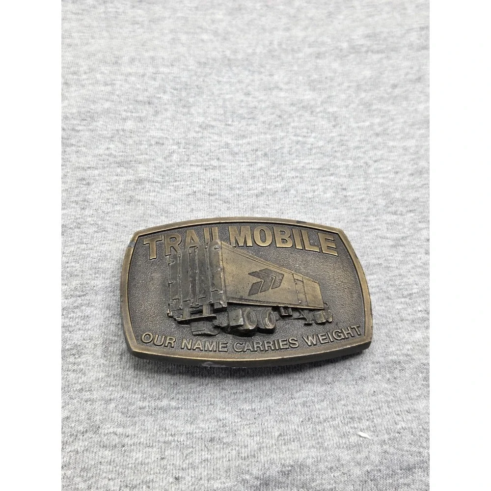 Vintage 1970s TrailMobile Trucker Semi Trailer Solid Brass Belt Buckle
